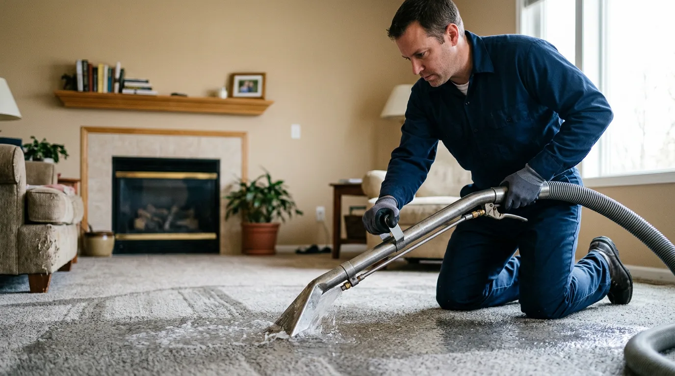 Water damage restoration technician working near Draper, VA